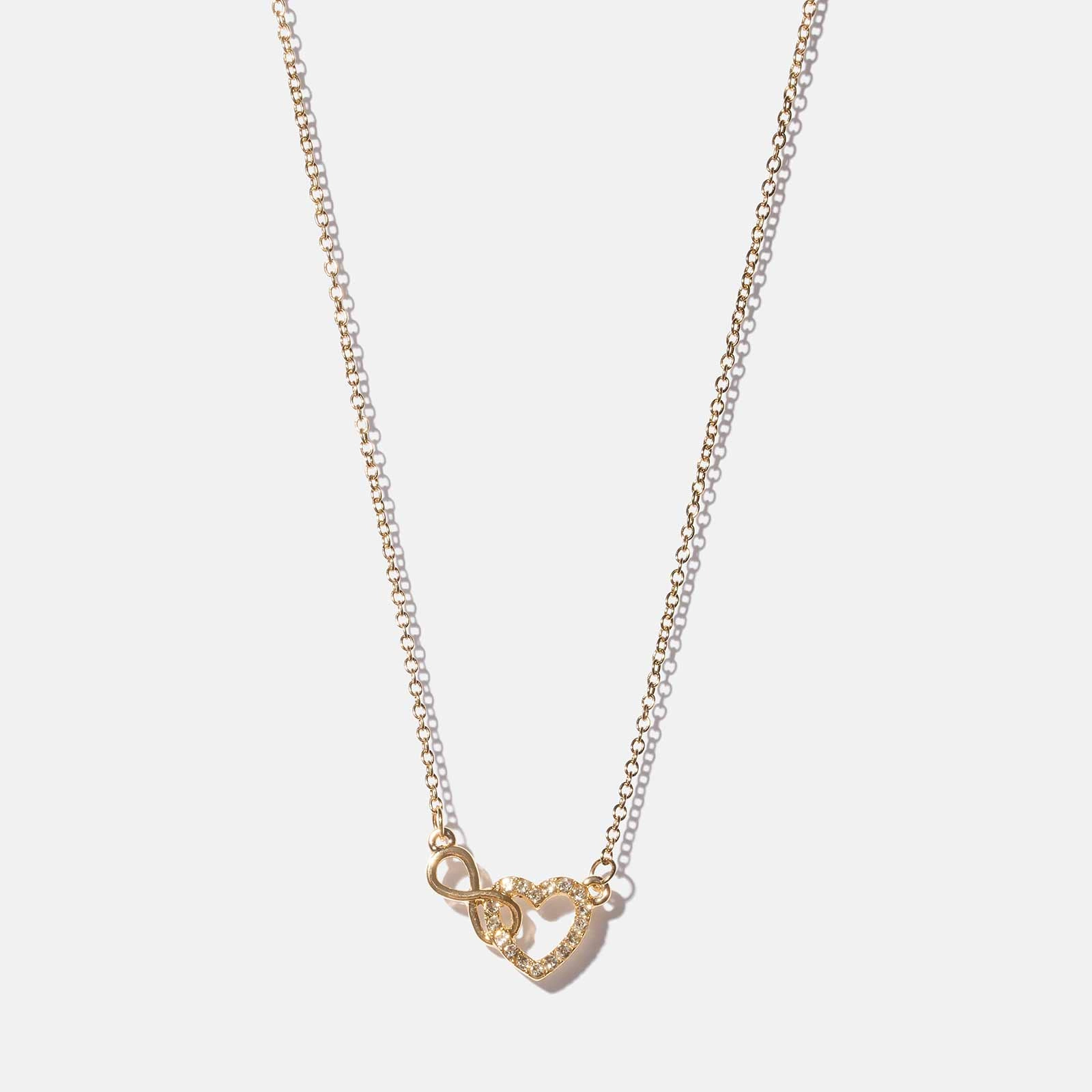 Guldfärgat halsband - hjärta & infinitysymbol, 42+6cm