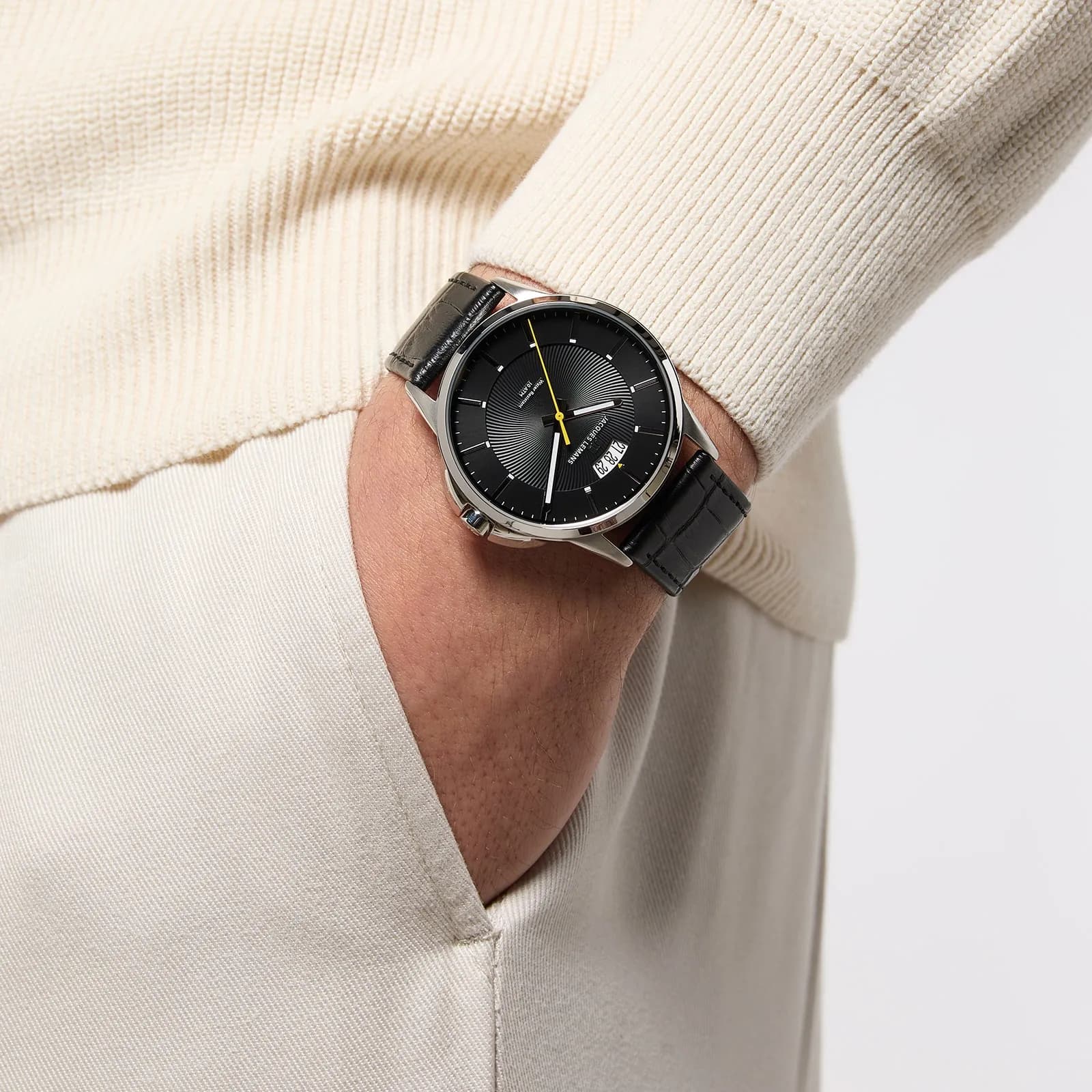 Jacques Lemans Sidney - herrklocka, läder/svart, 42mm 4