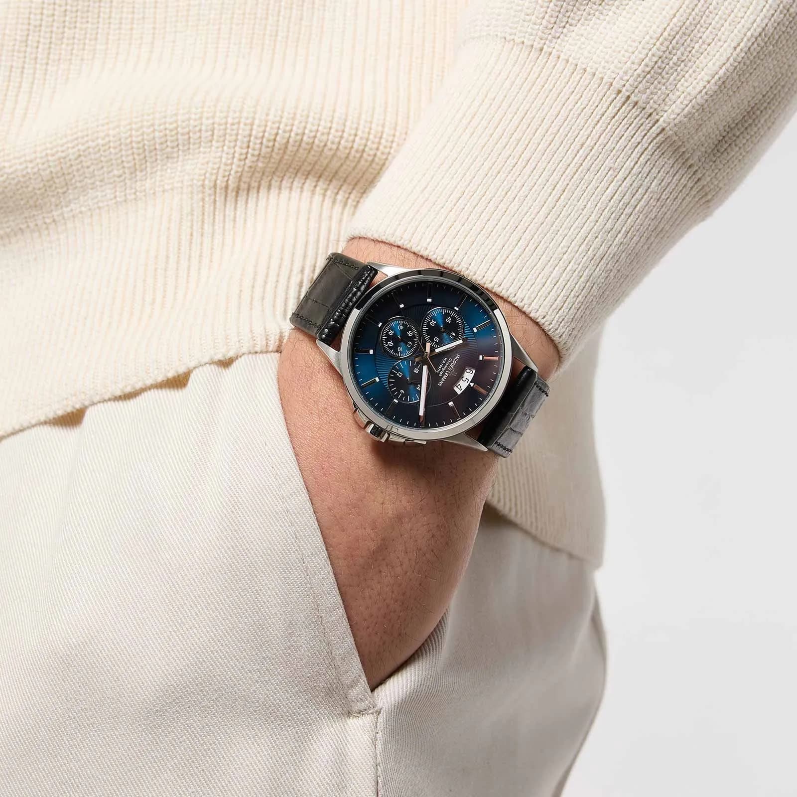 Jacques Lemans Sidney -  herrklocka, läder/blå, 42mm 3