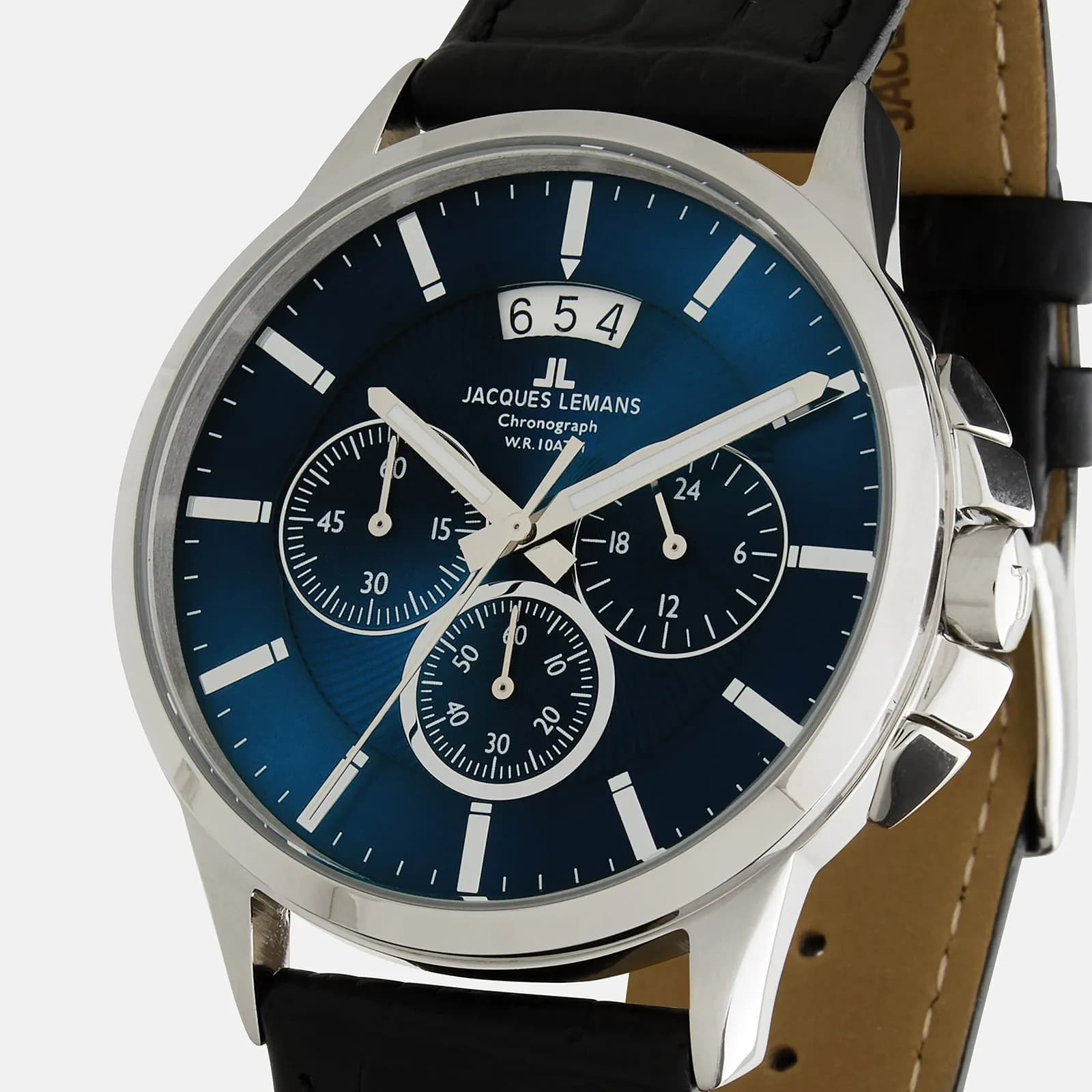Jacques Lemans Sidney -  herrklocka, läder/blå, 42mm 4