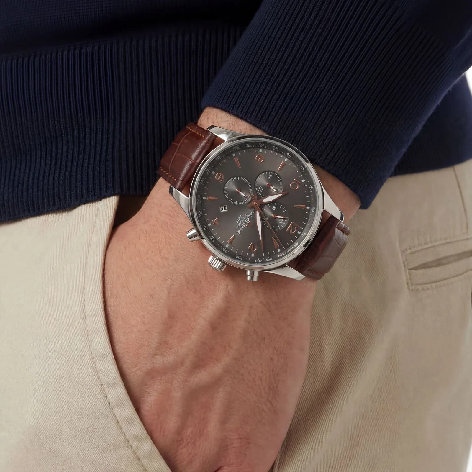Jacques Lemans London herr, svart/brun 44 mm - 1-1844ZK 3