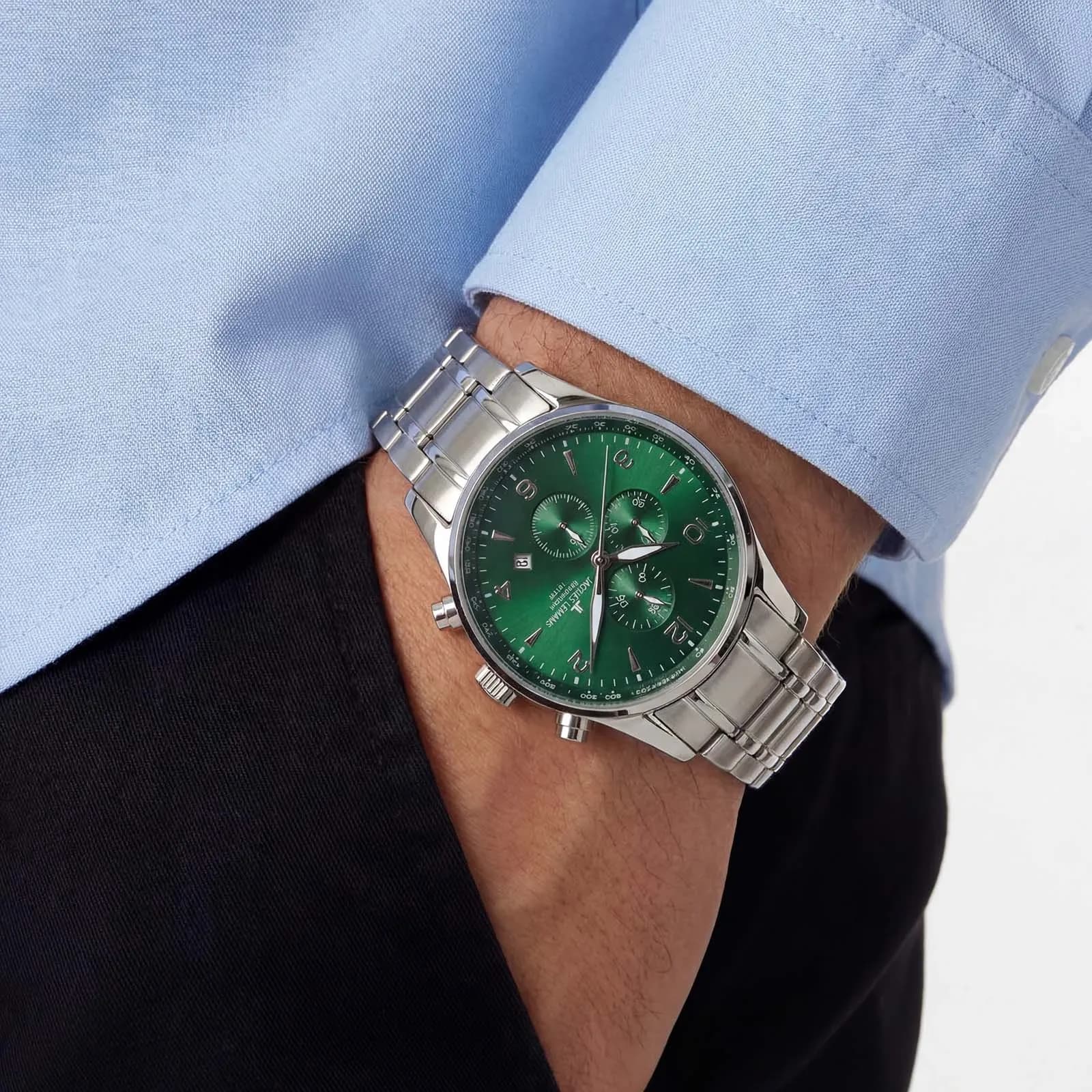 Jacques Lemans London herr, stål/grön 44 mm - 1-1844ZN 2