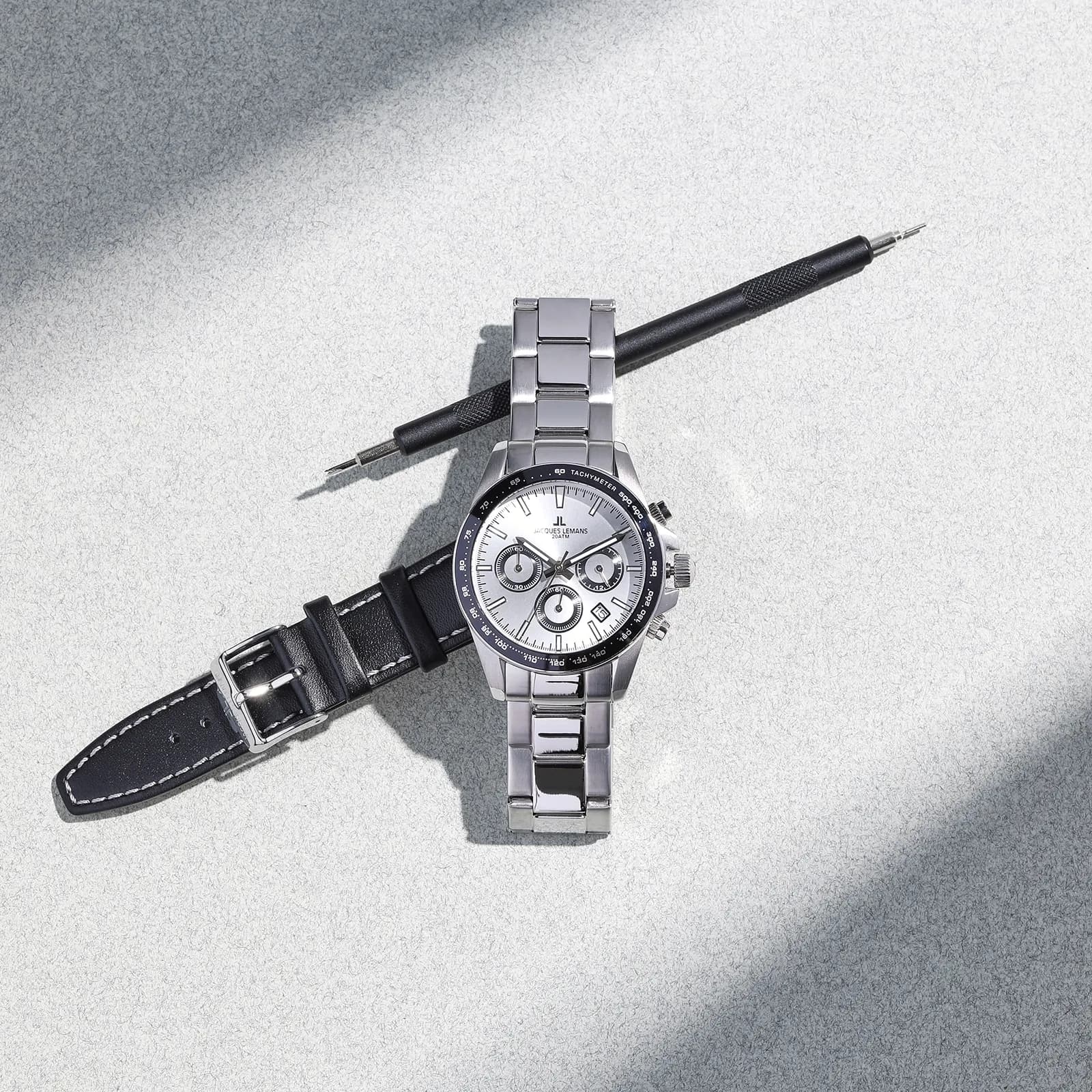 Jacques Lemans Liverpool - klockset herr, stål/vit, 41 mm 4