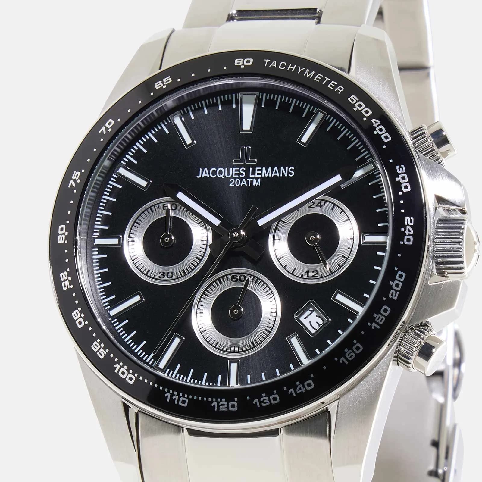 Jacques Lemans Liverpool - klockset herr, stål/svart, 41 mm 2