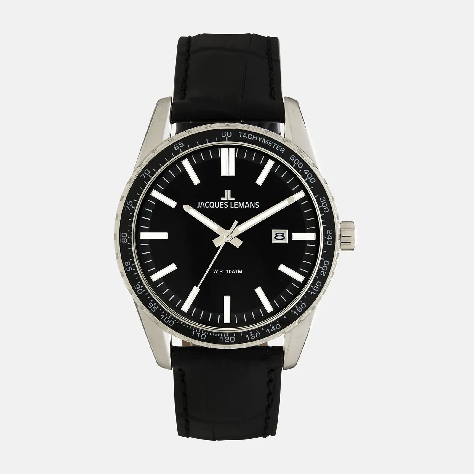 Jacques Lemans Liverpool - herrklocka, läder/svart, 44mm
