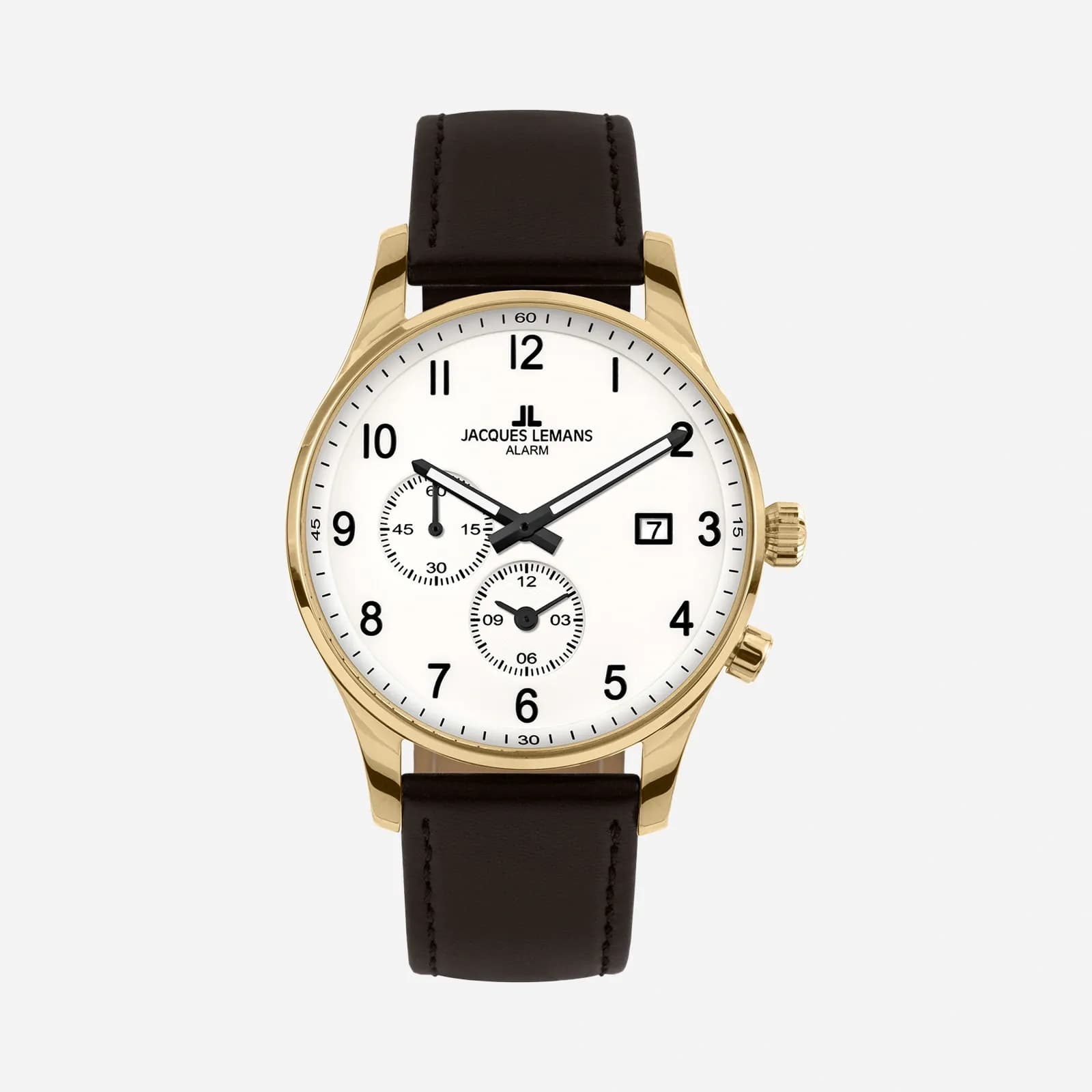 Jacques Lemans London herr vit/guld, läderband - 1-2125D