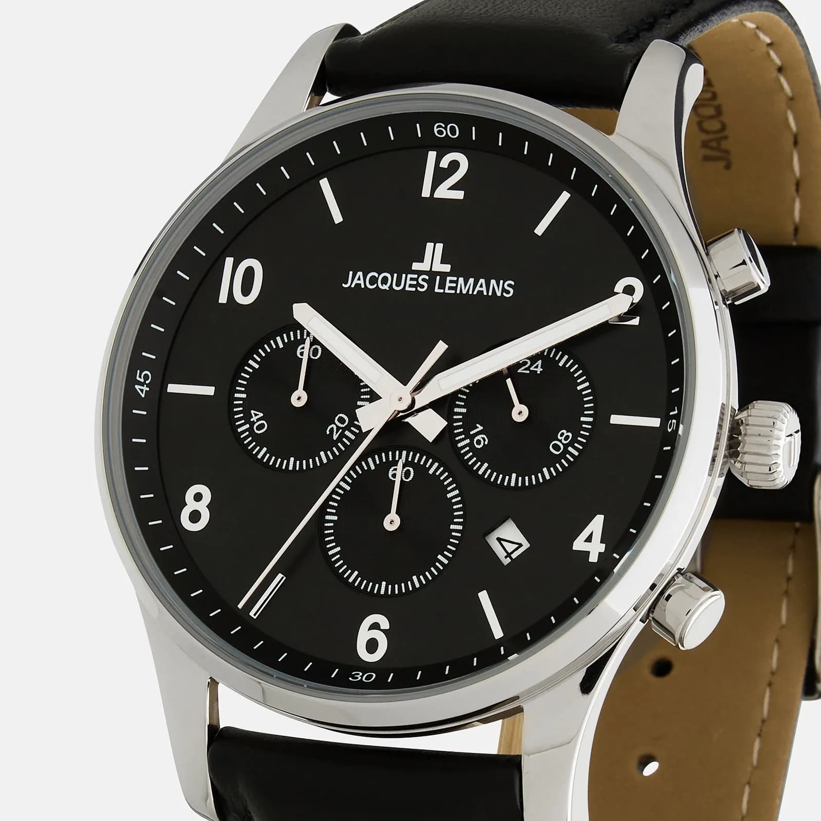Jacques Lemans London - herrklocka, svart läder, 42mm 4