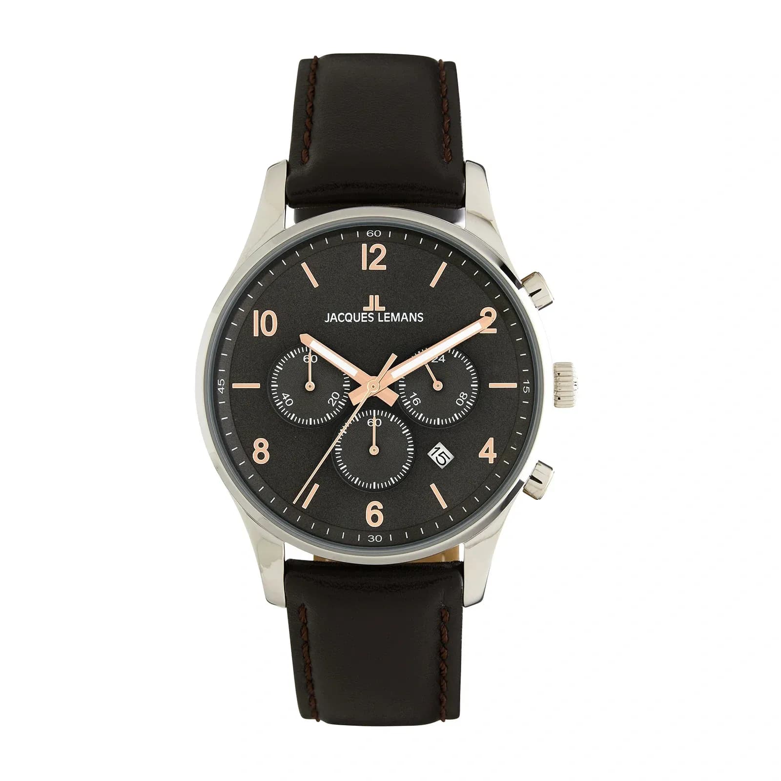 Jacques Lemans London - herrklocka, läder/svart, 42mm