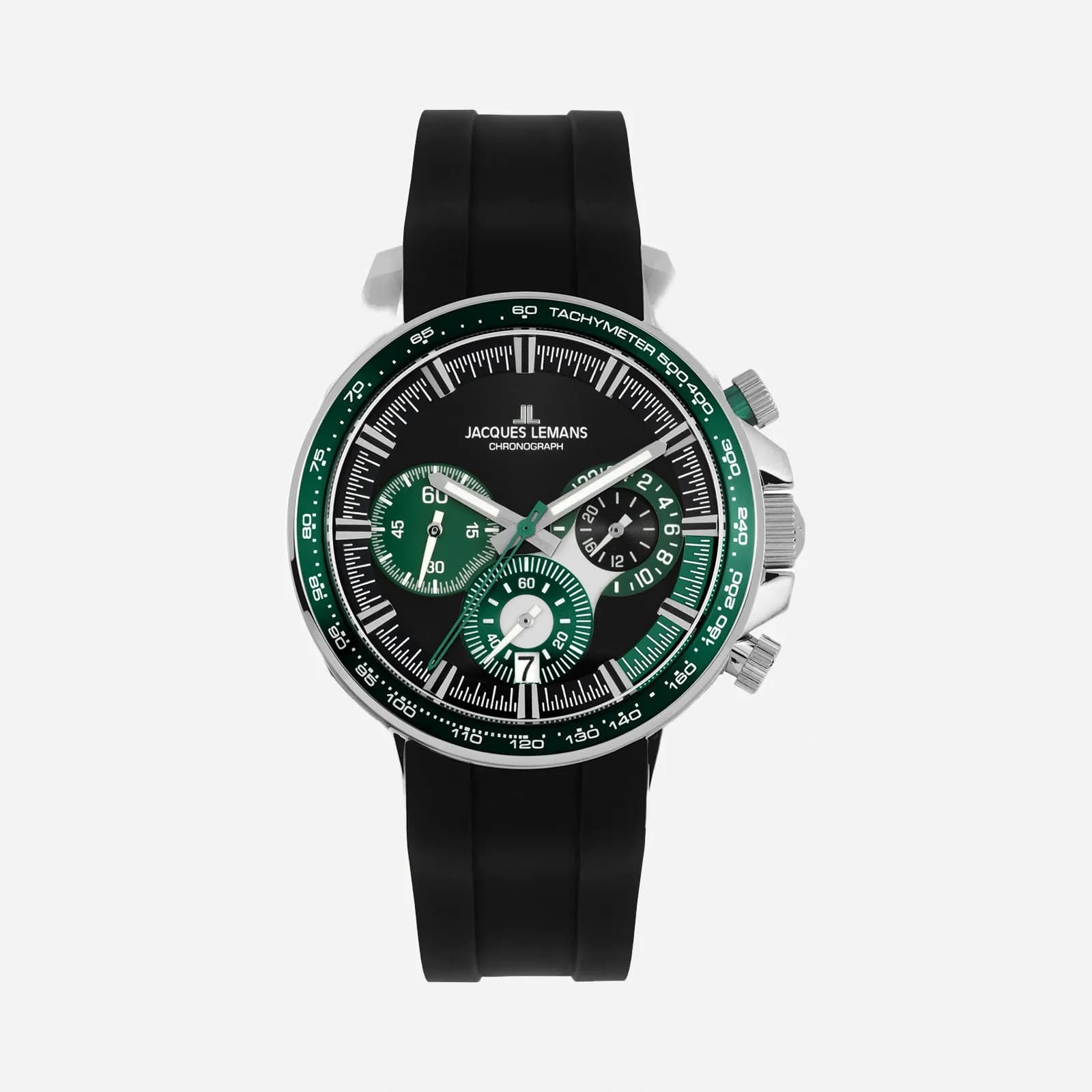 Jacques Lemans Liverpool herr svart/stål, silikonband - 1-2127C