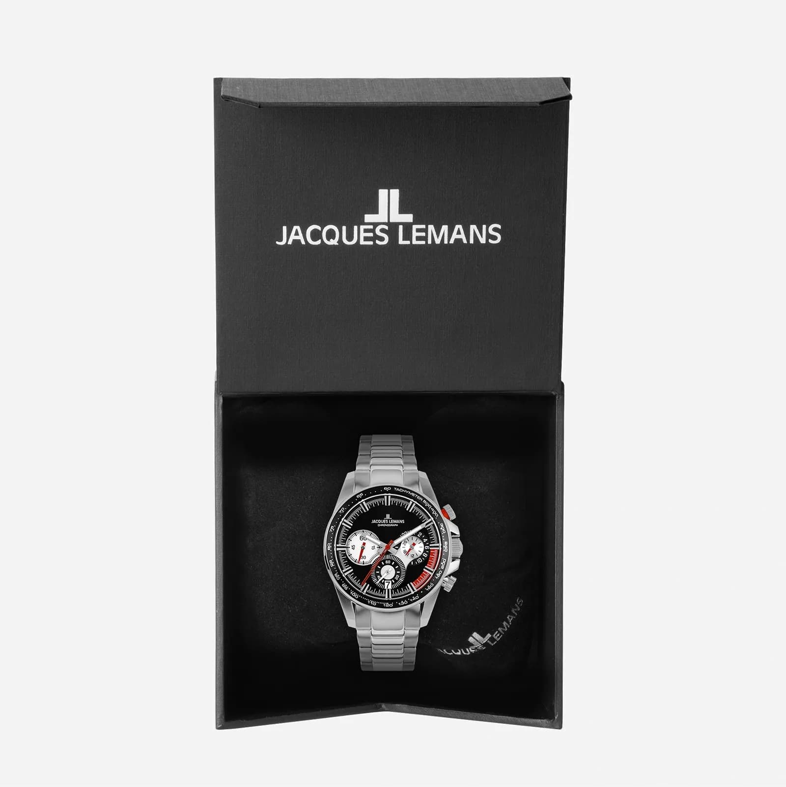 Jacques Lemans Liverpool herr svart/stål, metallband - 1-2127E 8