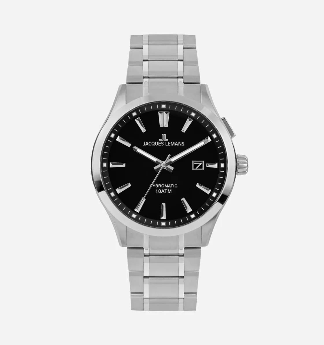 Jacques Lemans Hybromatic - automatisk, stål/svart, 43mm