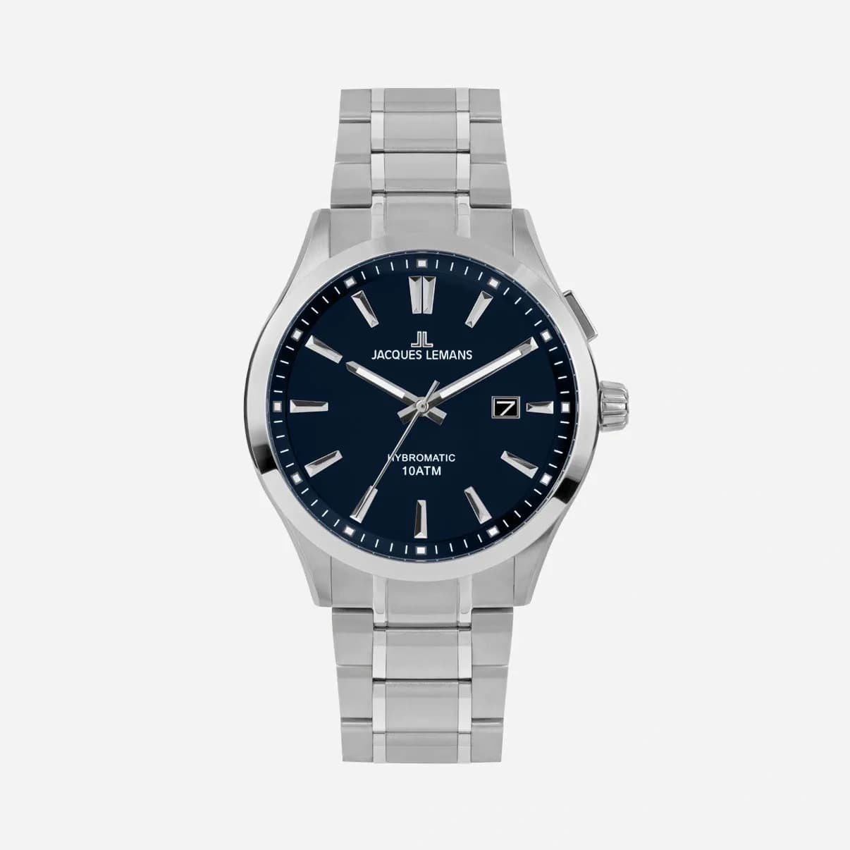 Jacques Lemans Hybromatic - herrklocka, stål/mörkblå, 43mm