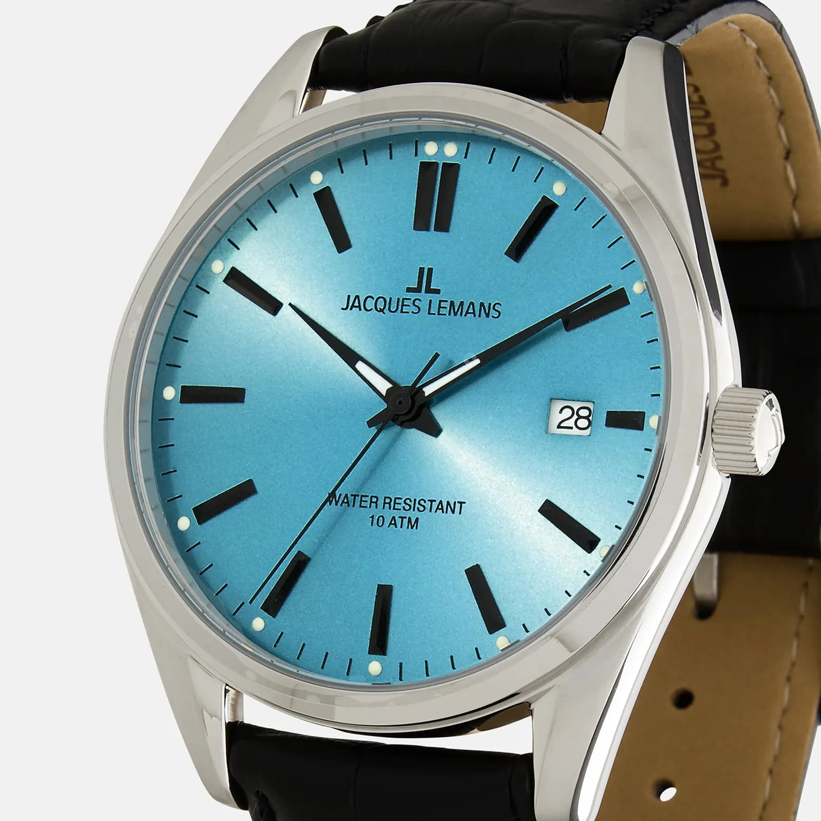 Jacques Lemans herrklocka - presentset, stål/turkos, 43mm 2