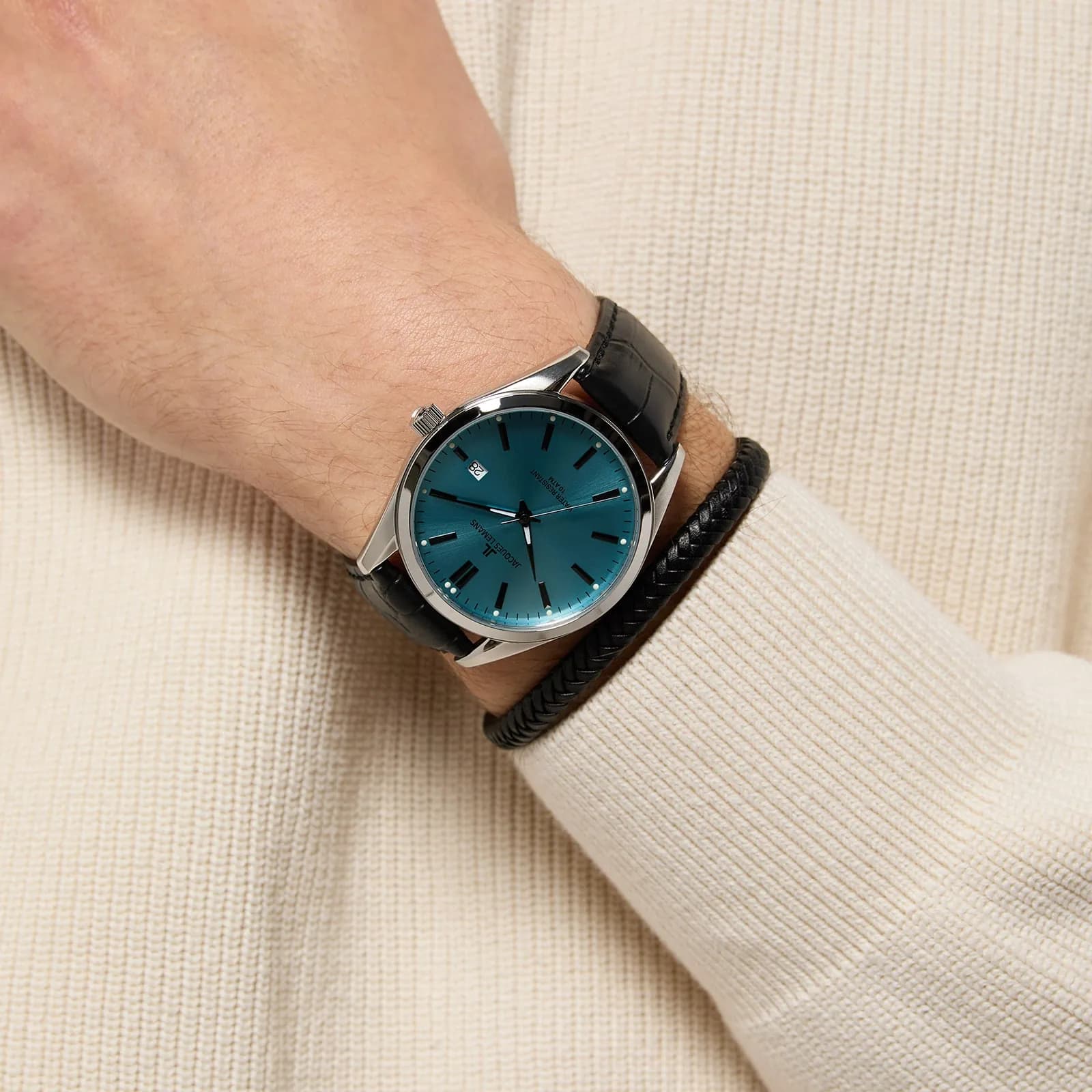 Jacques Lemans herrklocka - presentset, stål/turkos, 43mm 4