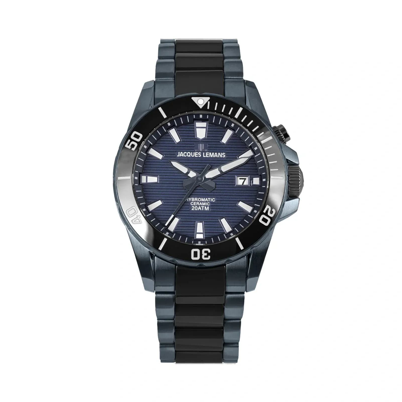 Jacques Lemans Hybromatic - herrklocka, svart/blå, 42mm