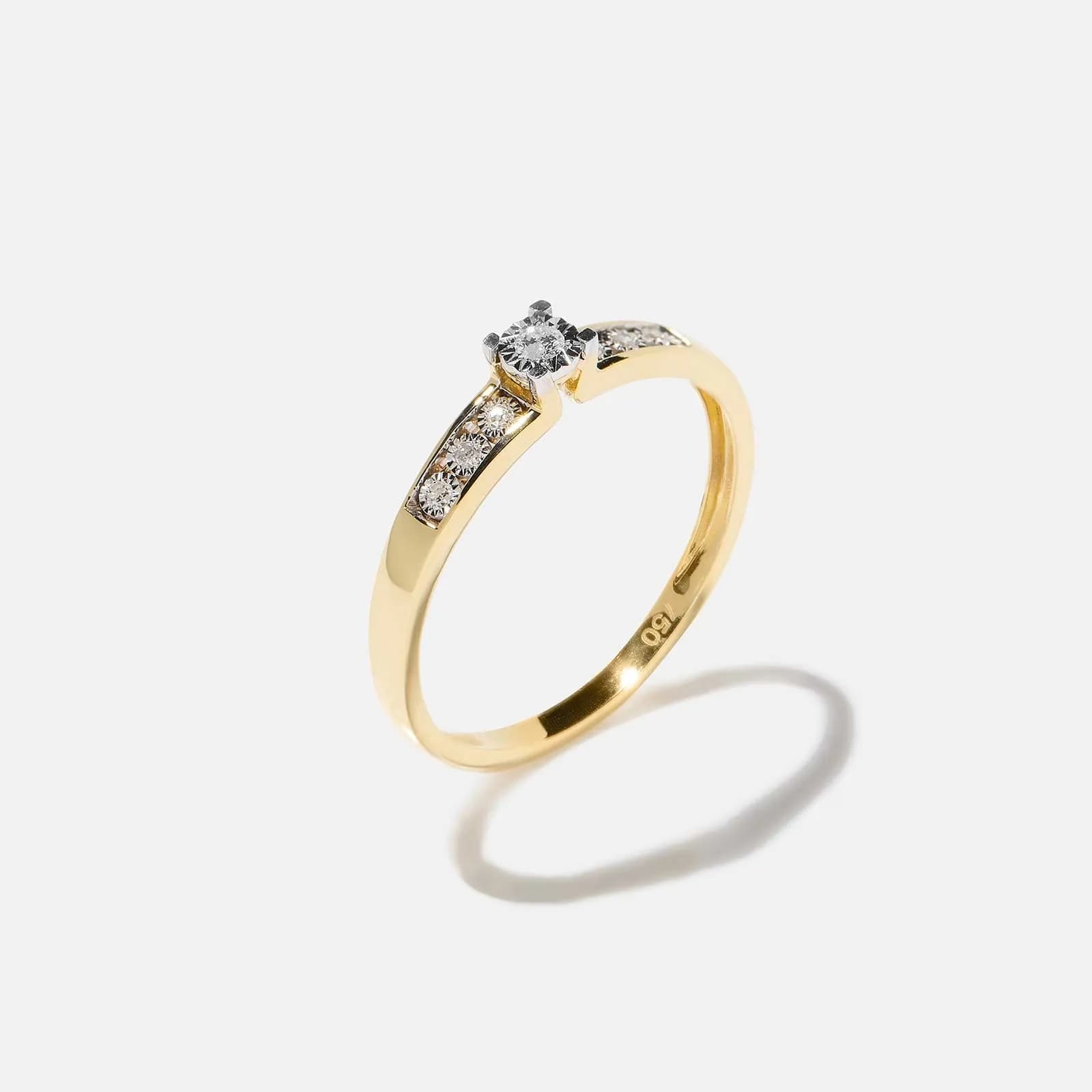 18k guldring, äkta diamanter - sidostensring