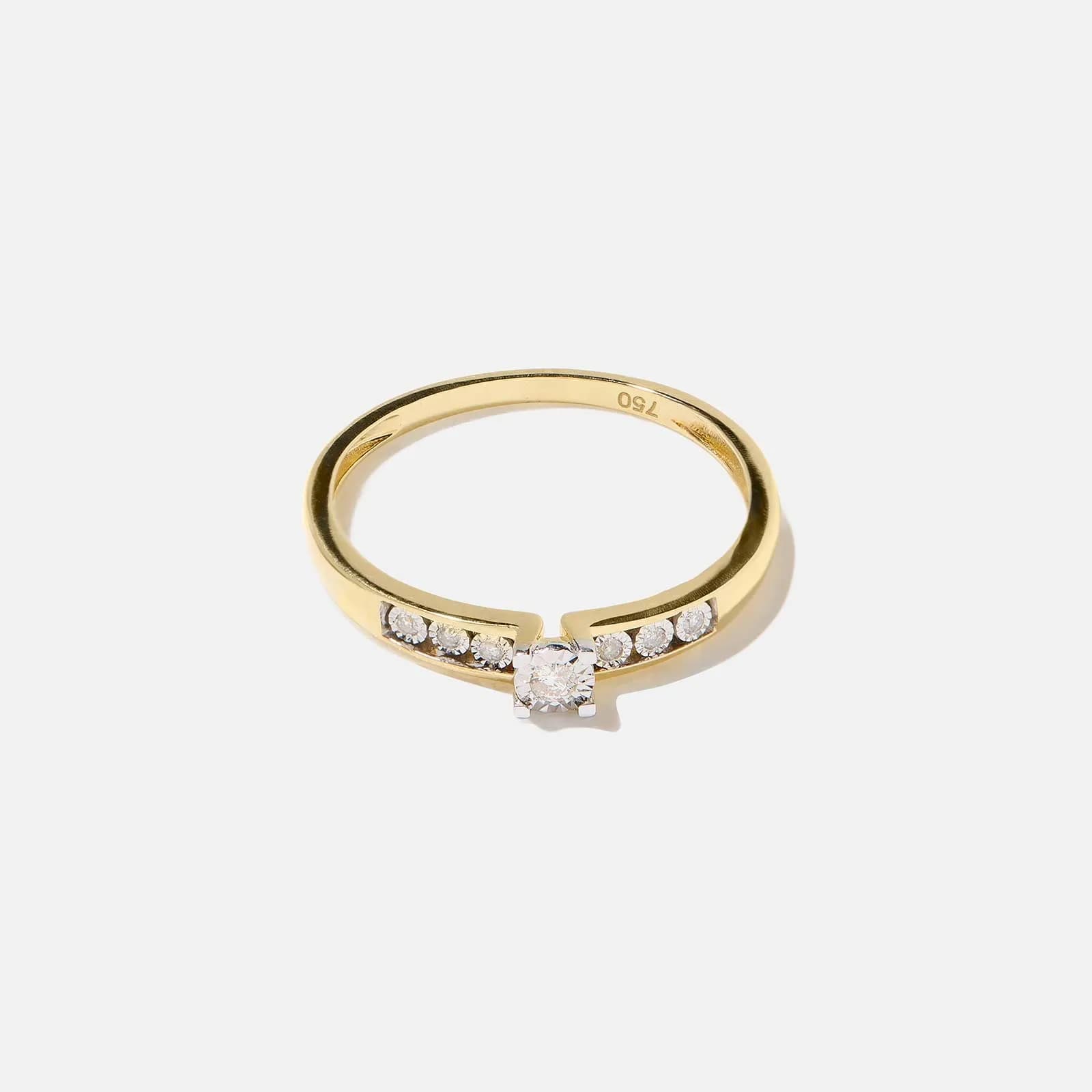 18k guldring, äkta diamanter - sidostensring 2