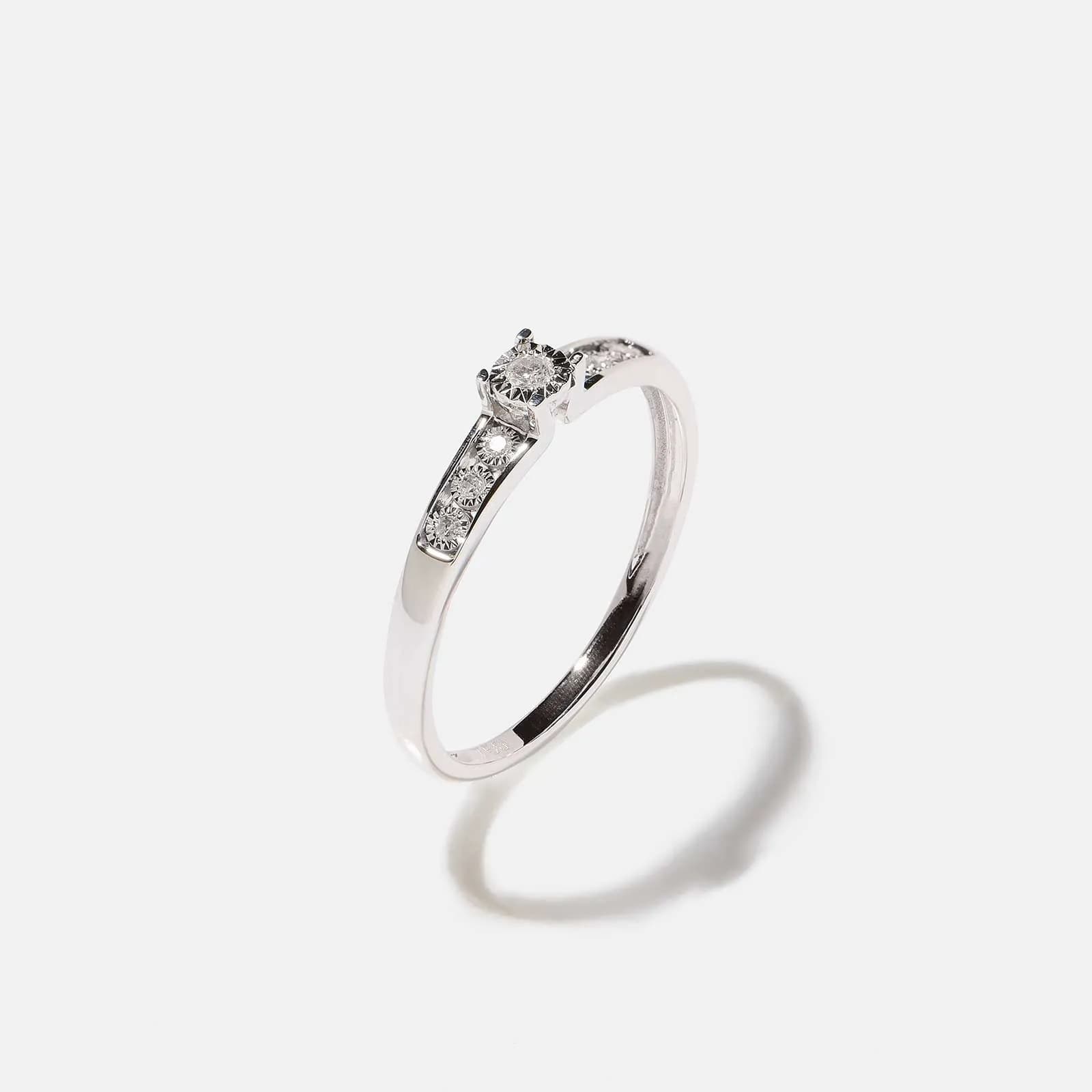 18k guldring, diamanter - vitguld, sidostensring