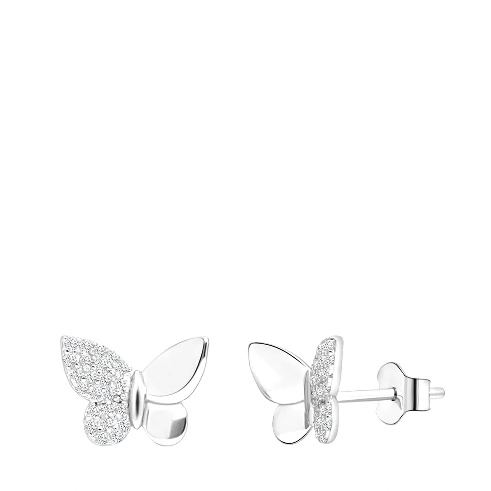 Örhängen i rhodinerat silver - fjäril med Kubisk Zirkonia 10 mm