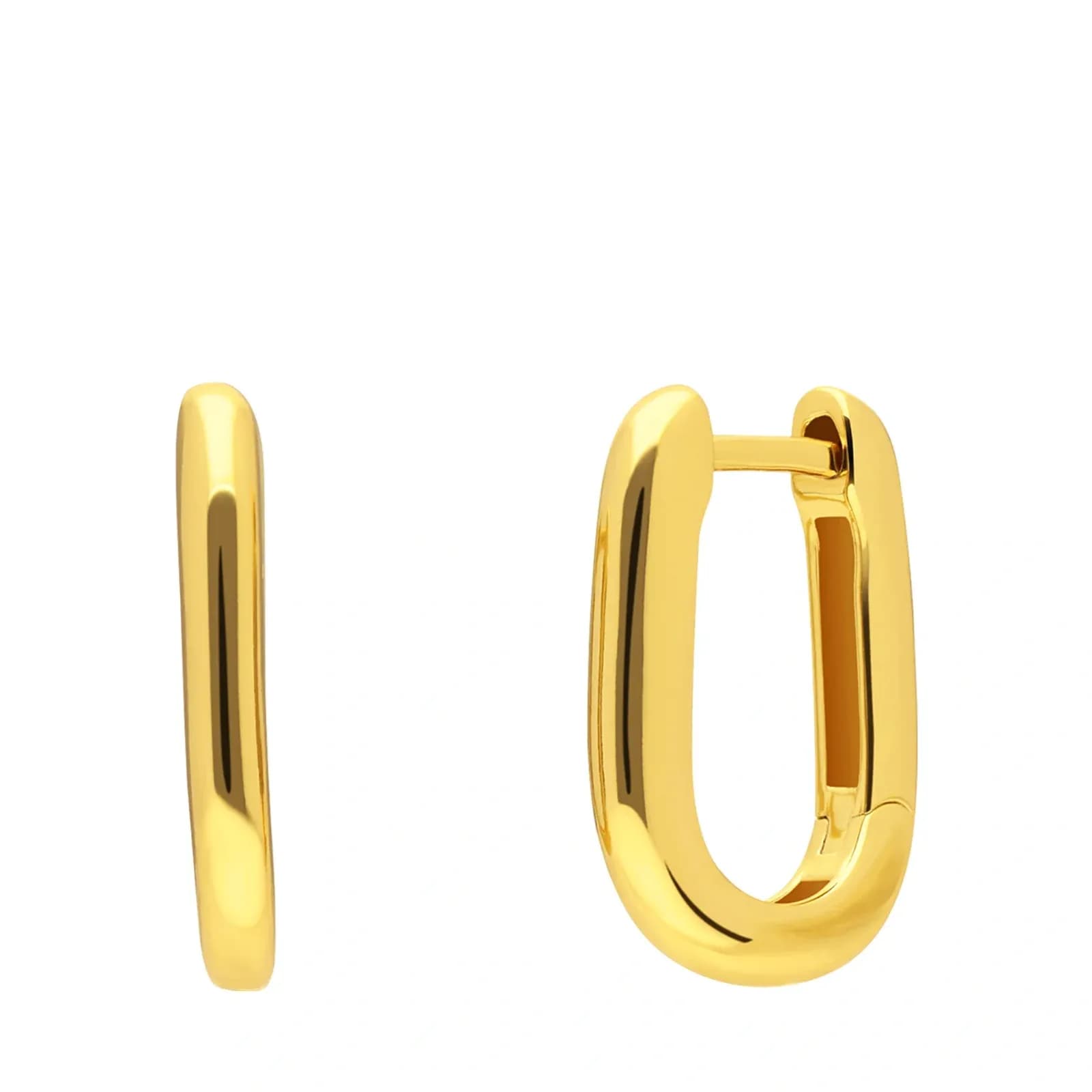 Örhängen i guldpläterat silver - oval med kristaller 14 mm
