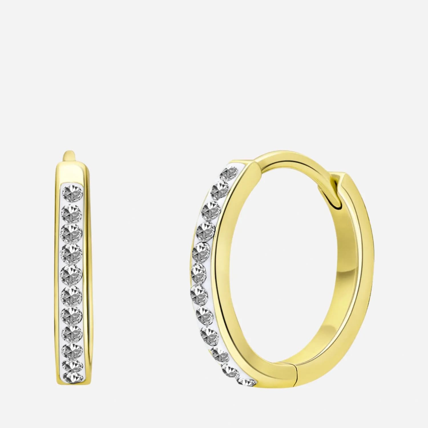 Guldpläterade silverörhängen, hoops med kubisk zirkonia - 10mm