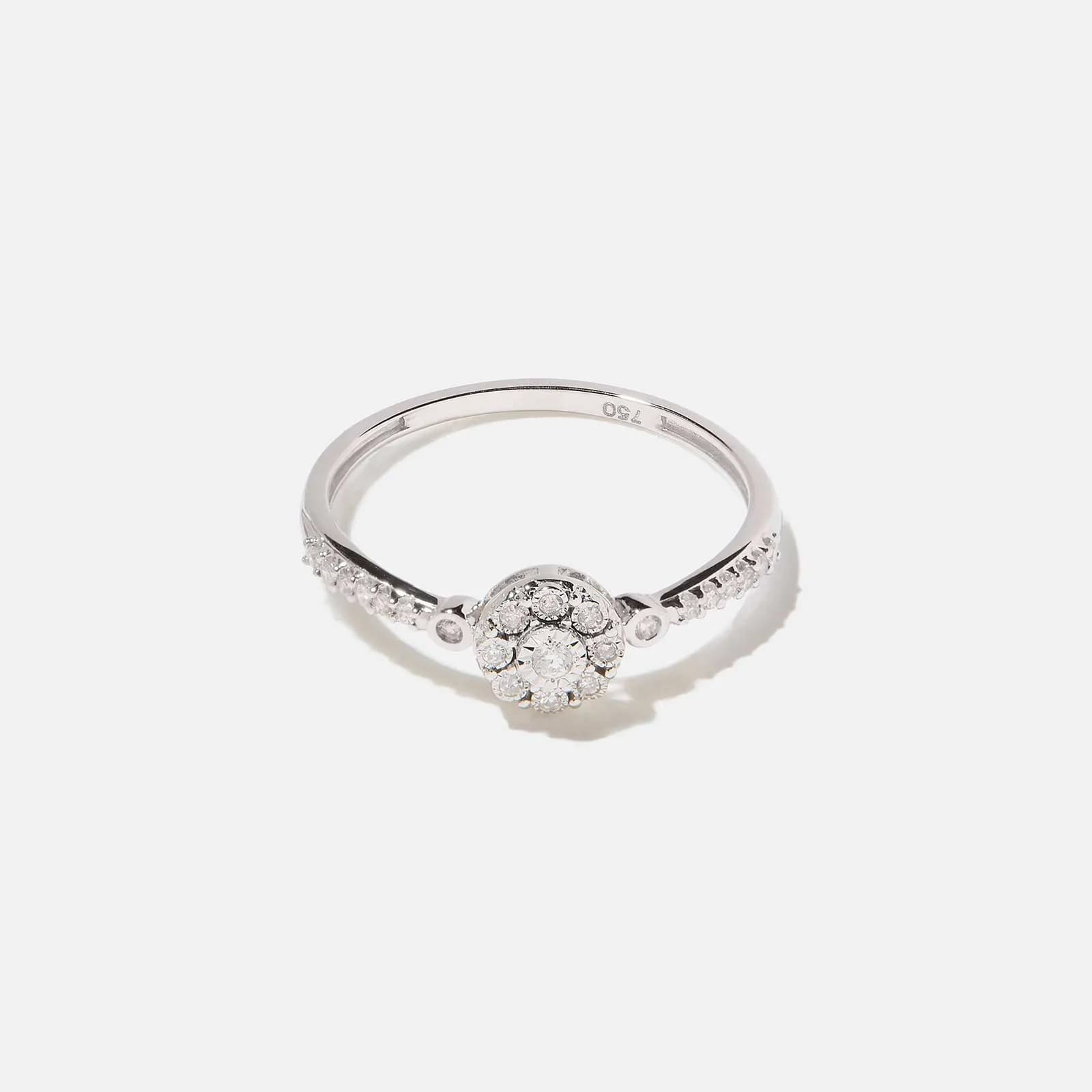 18k guldring, diamanter - vitguld, halo 6