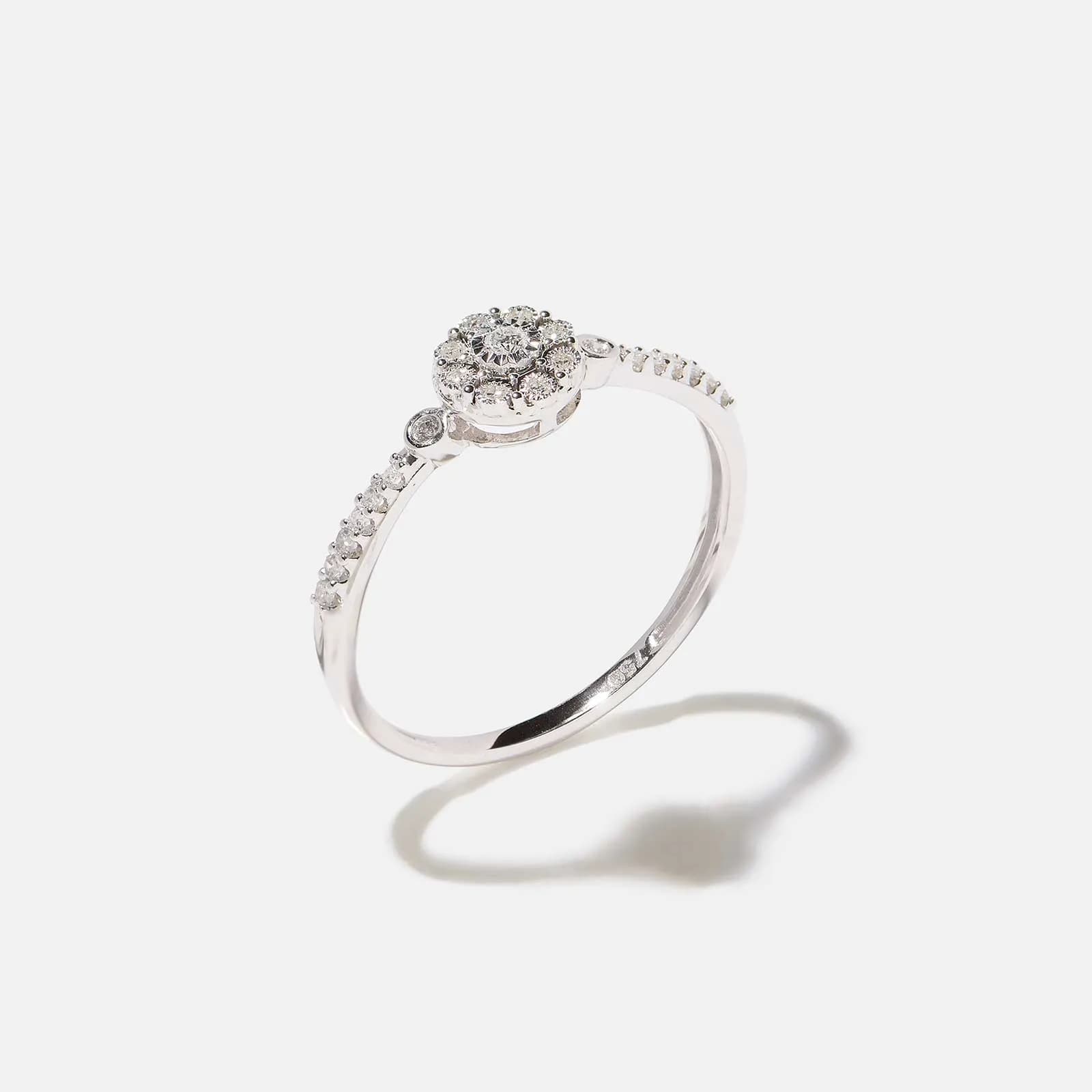 18k guldring, diamanter - vitguld, halo