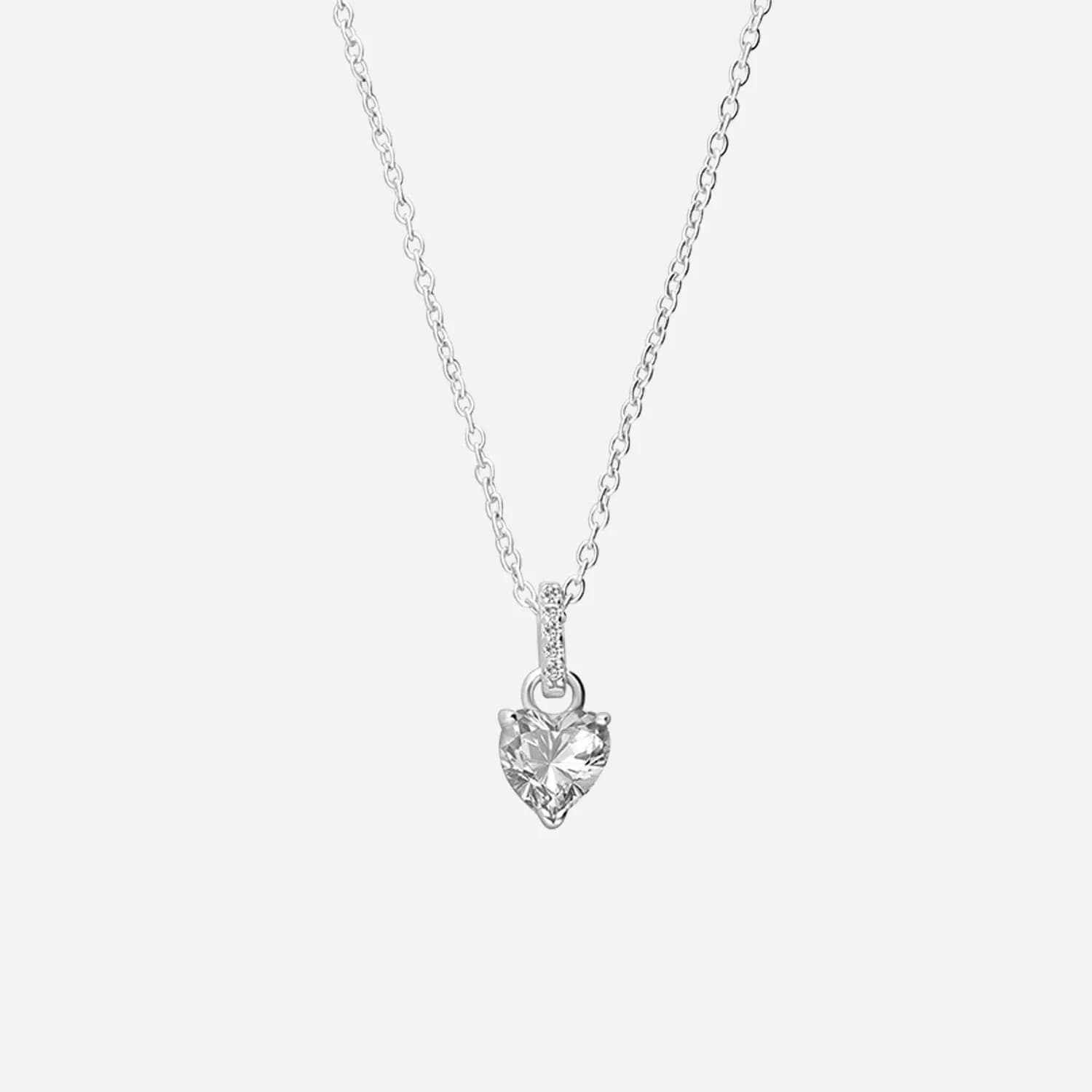 Rhodinerat silverhalsband med hjärtformad kubisk zirkonia - 42+3cm