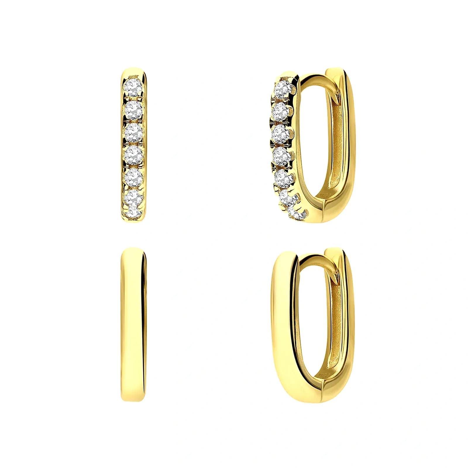 Två par örhängen i guldpläterat silver, hoops 14 mm