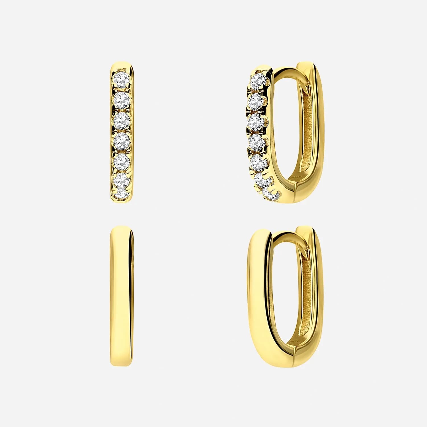 Två par örhängen i guldpläterat silver, hoops 14 mm