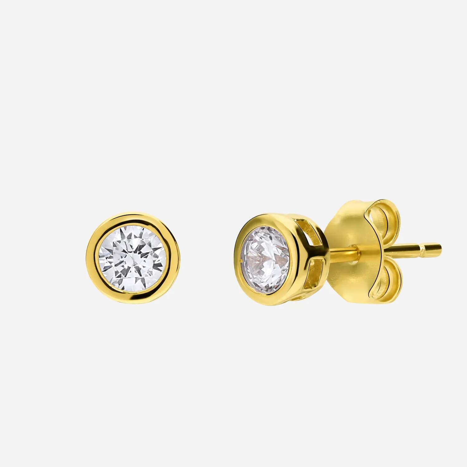 Guldpläterade silverörhängen, kubisk zirkonia - 4mm