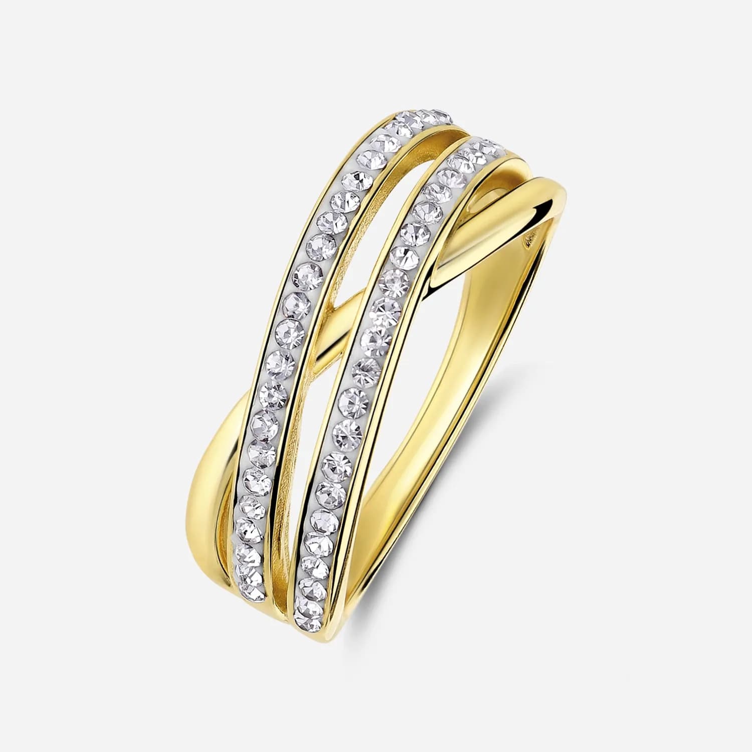 Bred ring i guldpläterat silver, omlottdesign