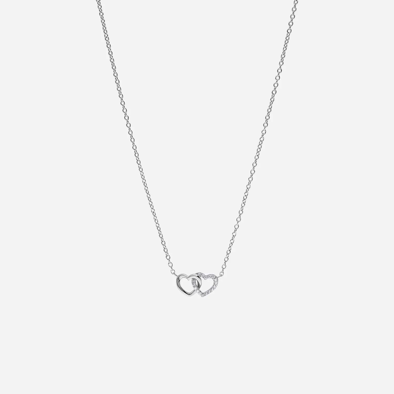 Rhodinerat silverhalsband med sammanlänkade hjärtan - 42+3 cm.