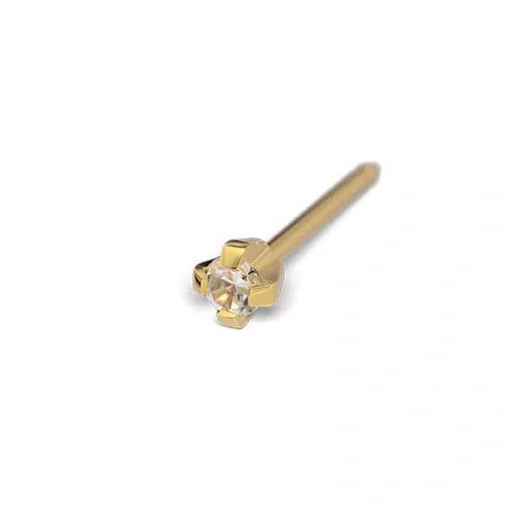 STUDEX - 1st guldpläterat örhänge, kloinfattad Kubisk Zirkonia 2mm
