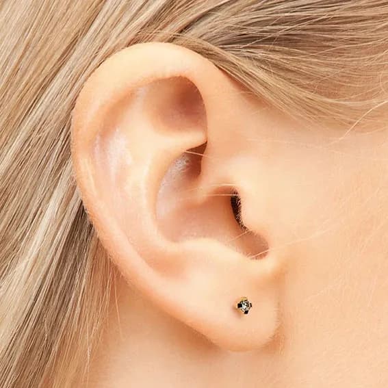 STUDEX - 1st guldpläterat örhänge, kloinfattad Kubisk Zirkonia 2mm 3