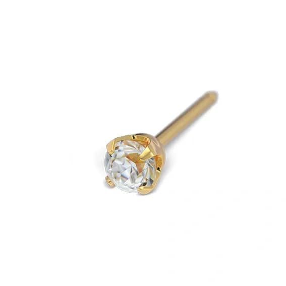 STUDEX - 1st guldpläterat örhänge, kloinfattad Kubisk Zirkonia 3mm