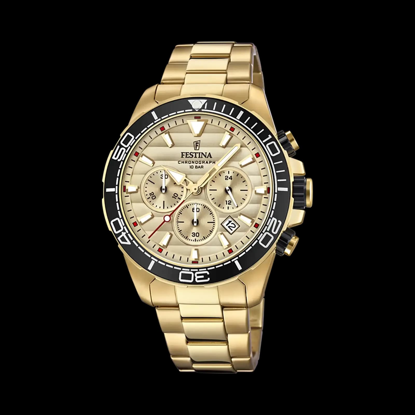 Festina Prestige herrklocka guld, metallband - F20364/1