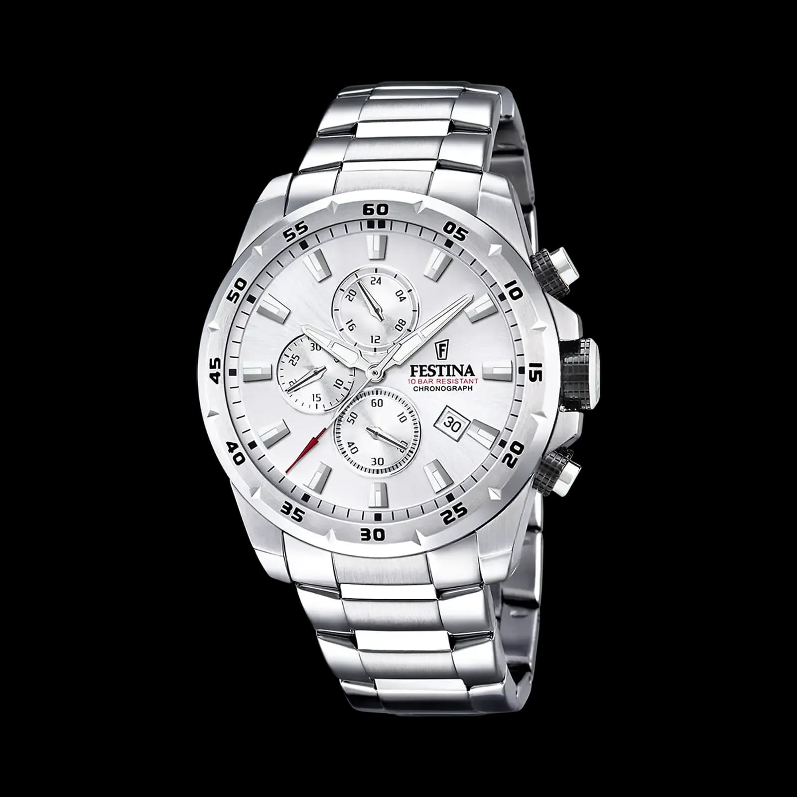 Festina Chrono Sport herrklocka silver/stål, metallband - F20463/1