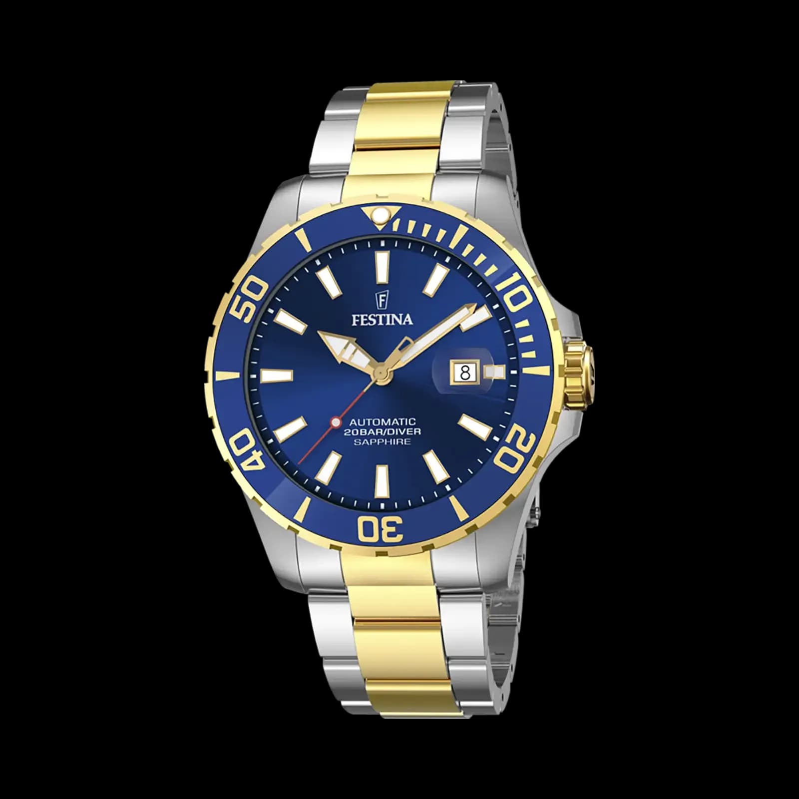Festina Automatic Diver automatisk blå/bicolor, metallband - F20532/1