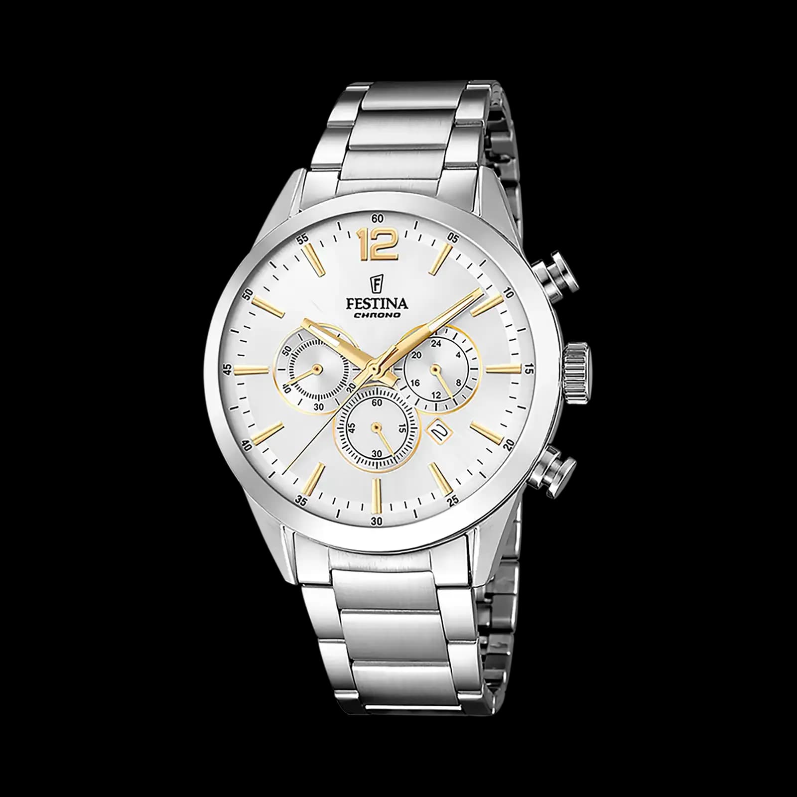 Festina Timeless Chrono herrklocka vit/stål, metallband - F20343/1