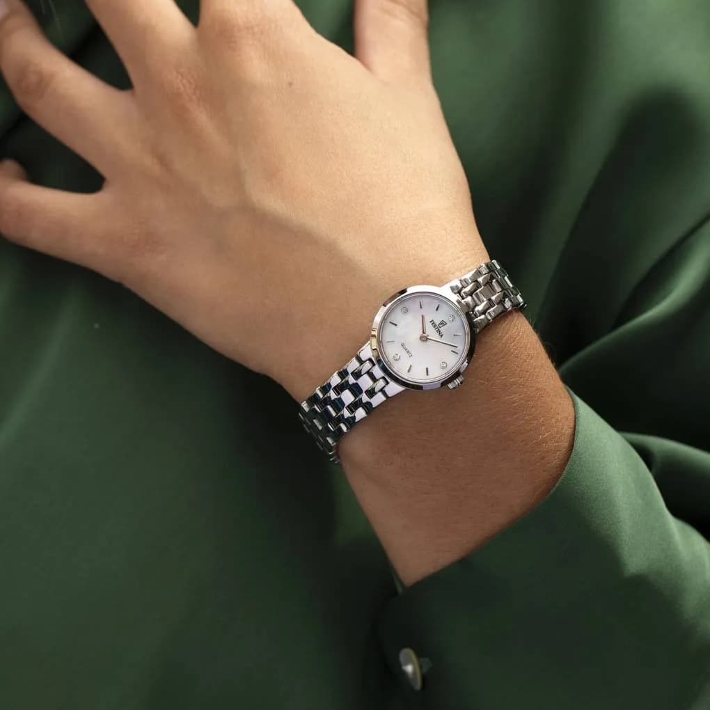 Festina Mademoiselle damklocka pärlemor/stål, metallband - F20746/1 2