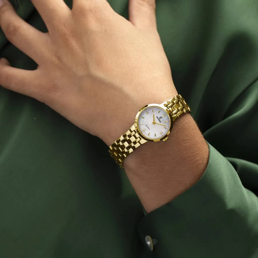Festina Mademoiselle damklocka pärlemor/guld, metallband - F20748/1 2