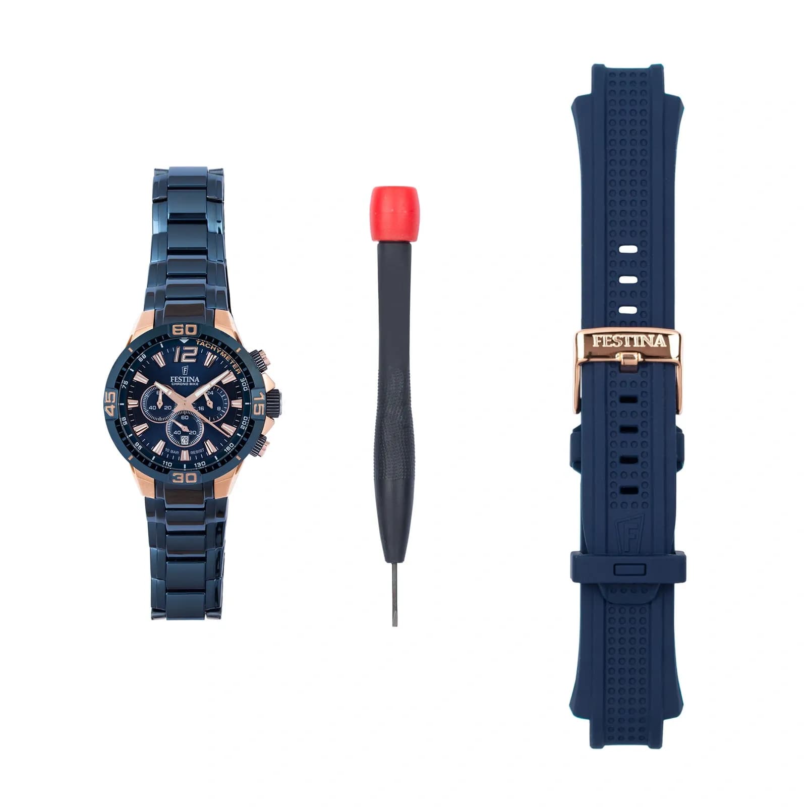 Festina Chrono Bike herrklocka blå/bicolor, metallband - F20524/1 3