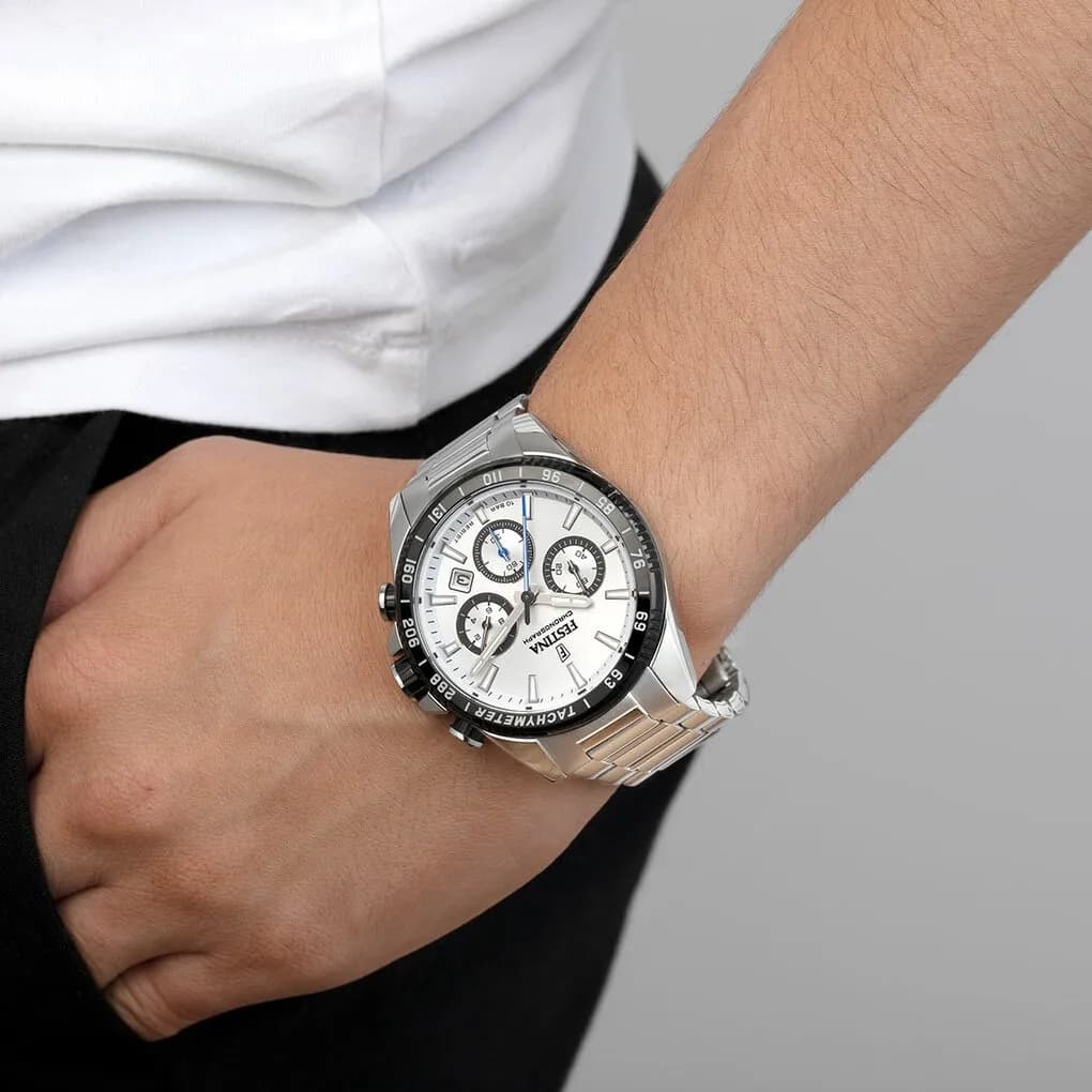 Festina Timeless Chronograph herr silver/stål, metallband - F20560/1 4
