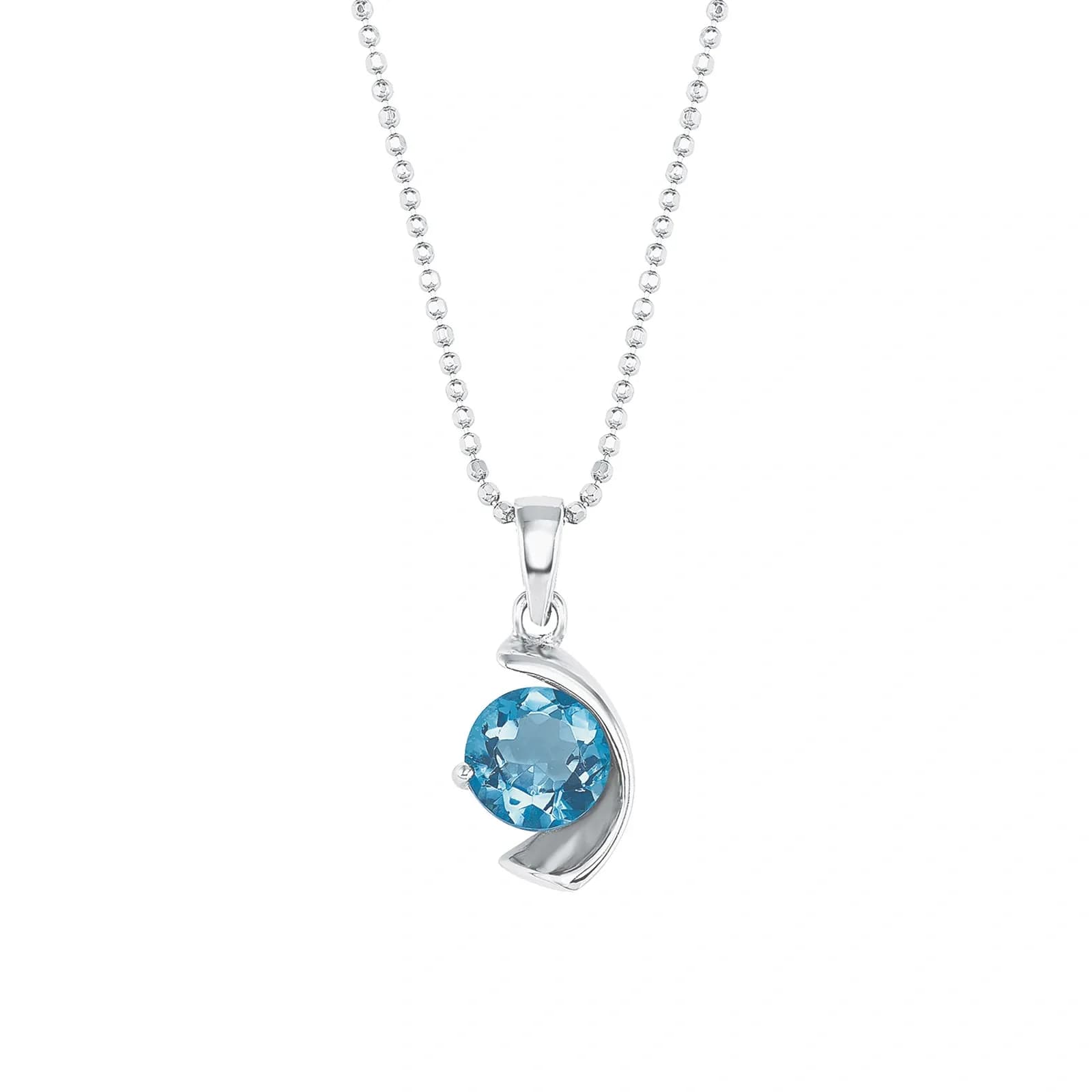 Silverhalsband, kvadratisk blå sten - 45 cm