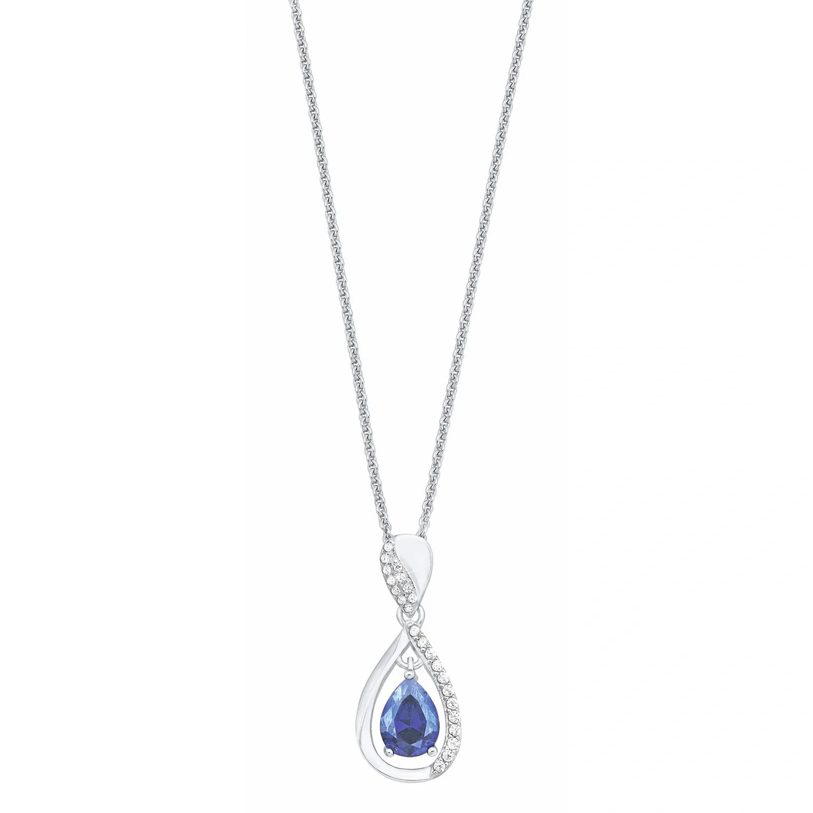 Silverhalsband, öppet hjärta med vit sten - 45 cm