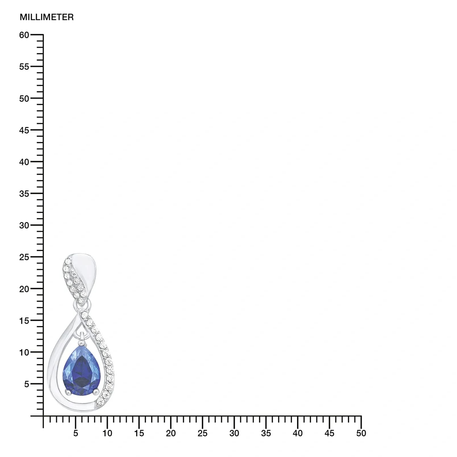Silverhalsband, öppet hjärta med vit sten - 45 cm 2