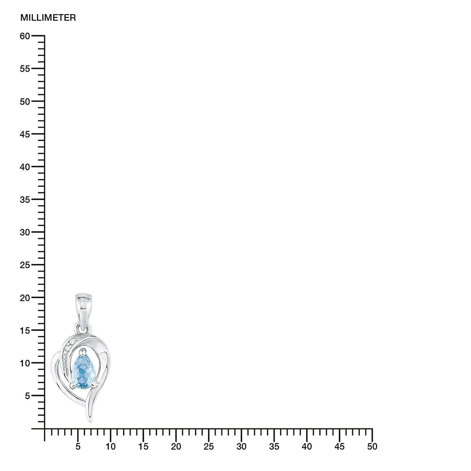 Silverhalsband, droppe med blå sten - 45 cm 3