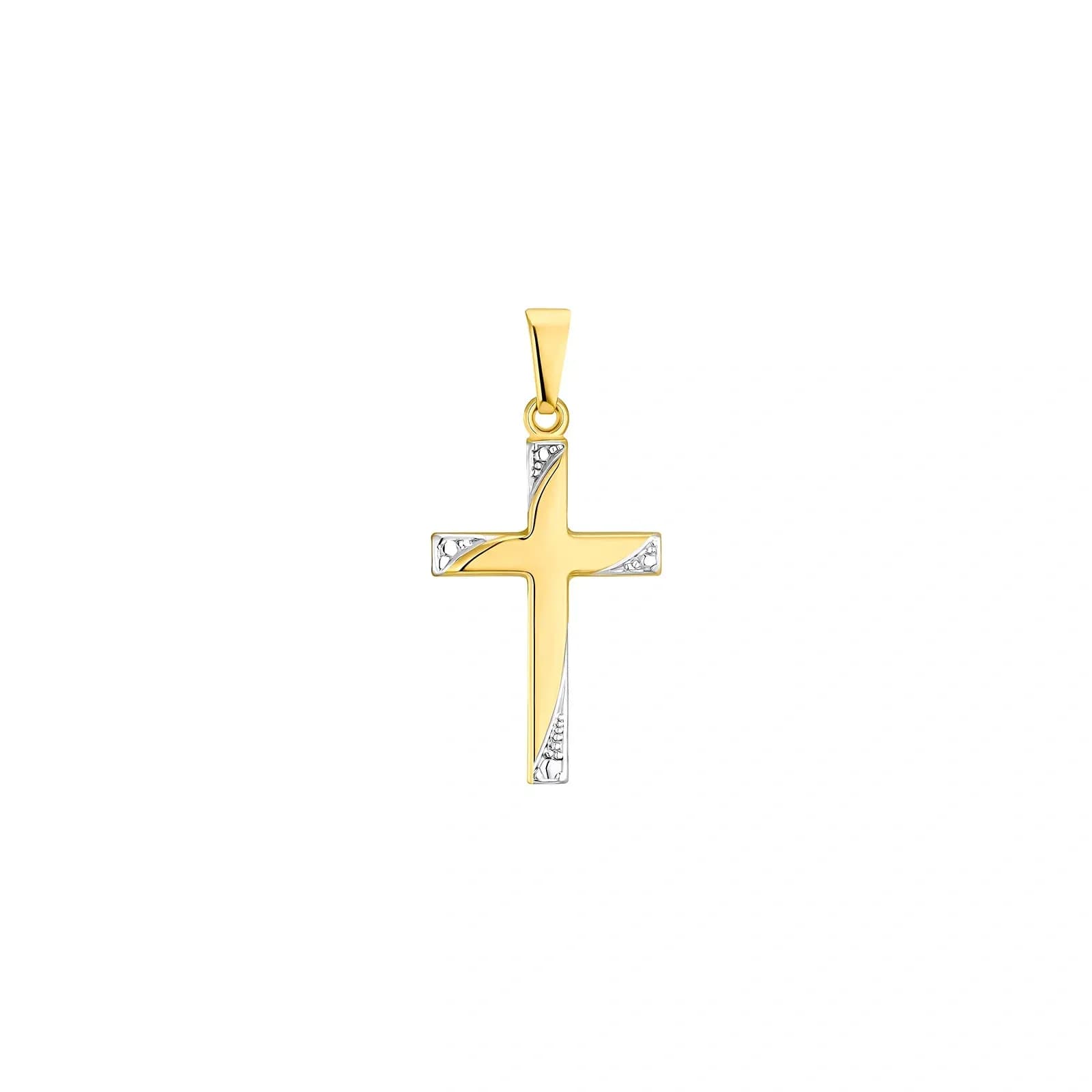 Hängsmycke i 9k guld, klassiskt kors - 28x14 mm