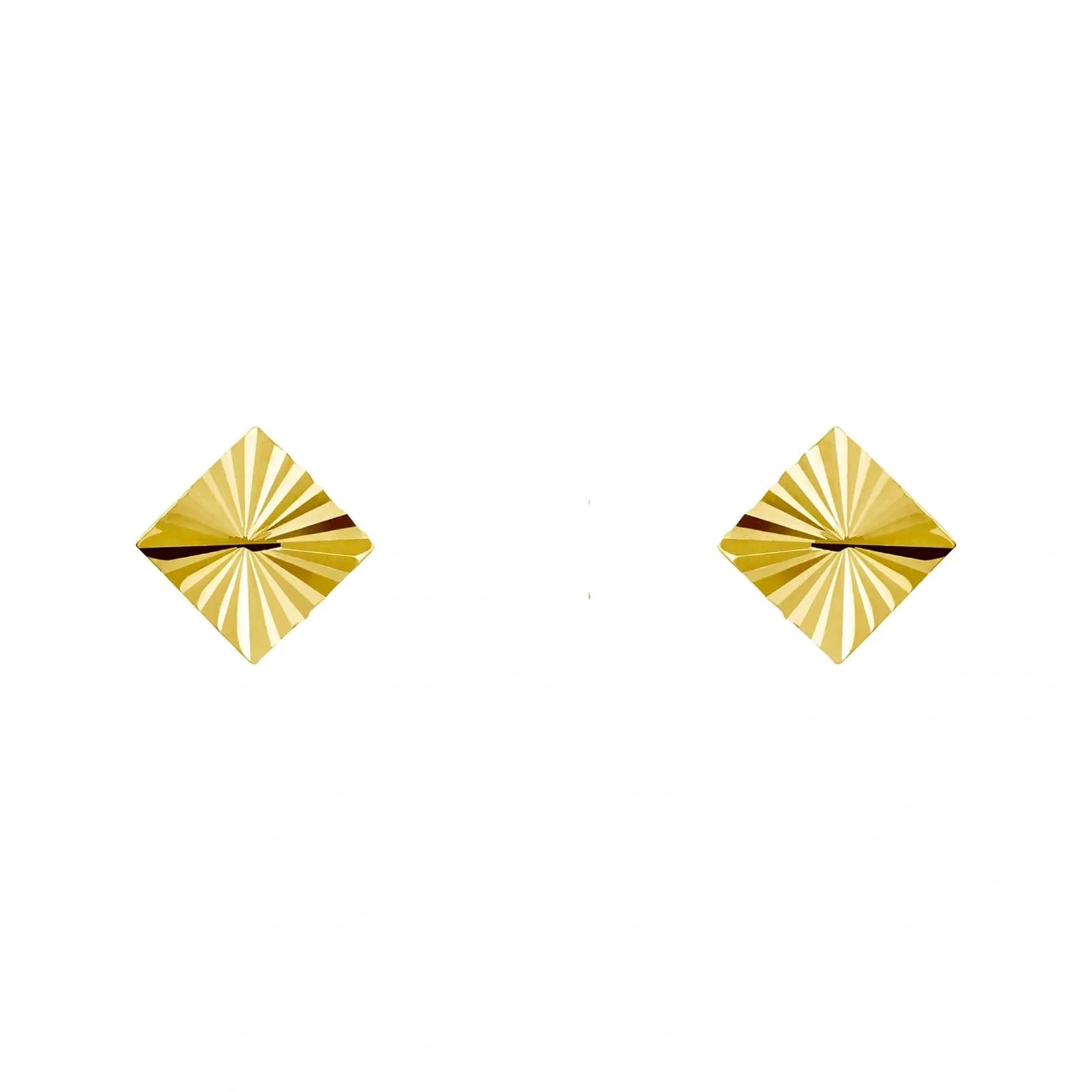 Örhängen 9k guld - facetterade fyrkanter, 2 mm 2